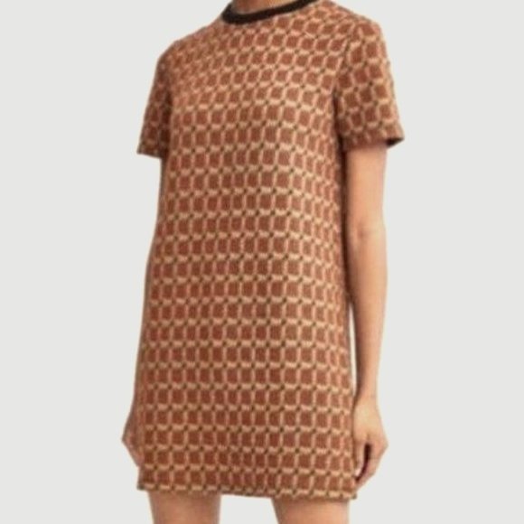 ZARA Orange Jaquard Mini Dress - S - Picture 1 of 6